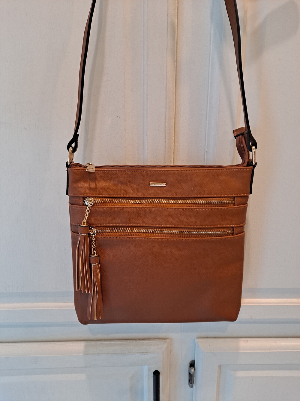 Lovevook Convertible Rusty Brown Crossbody Bag w/Gold & Tassels Durable Vegan